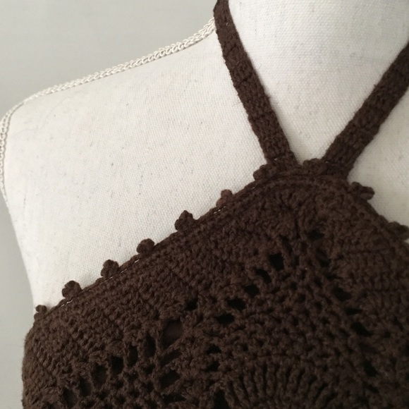 Moda International Brown halter top.  Sz XS.  EUC - Picture 3 of 7